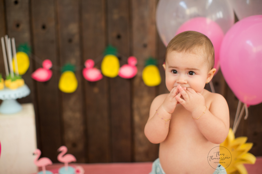 cake smash flamingos