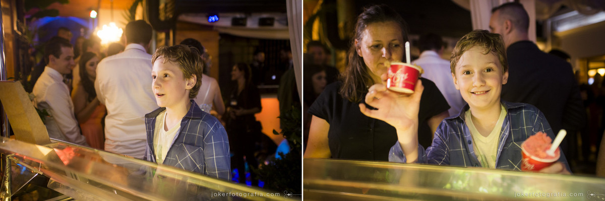 fotógrafo registra antes e depois de crianças pegando um sorvete