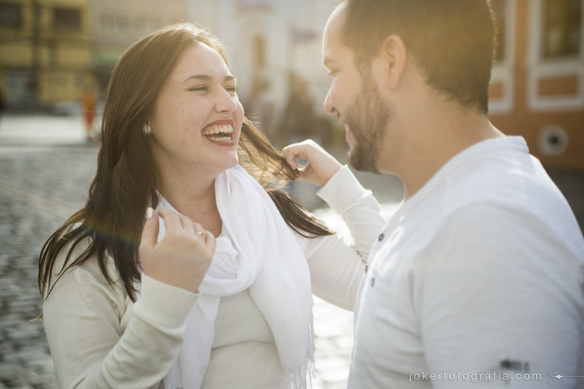 A proposta do ensaio fotográfico é que o casal aproveite o dia e acima de tudo se divirta