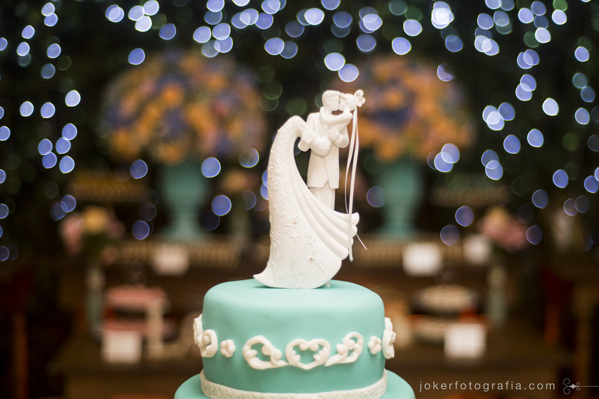 bolo de casamento azul