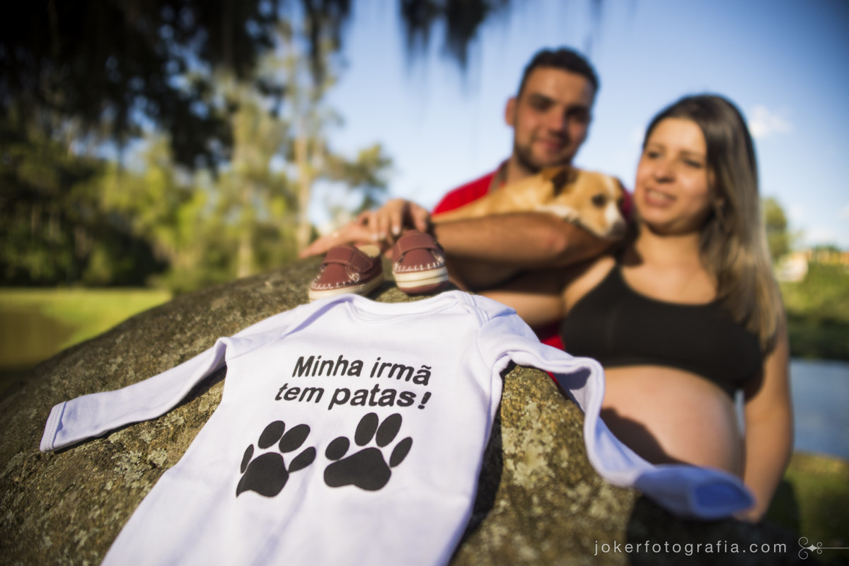 body bebê com frase "minha irmã tem patas" é a escolha perfeita para grávida que tem pet