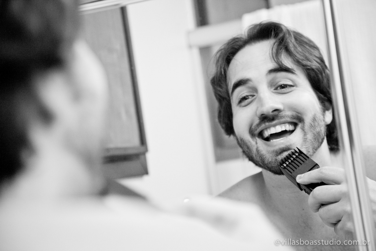 making of noivo, noivo, fazendo a barba.