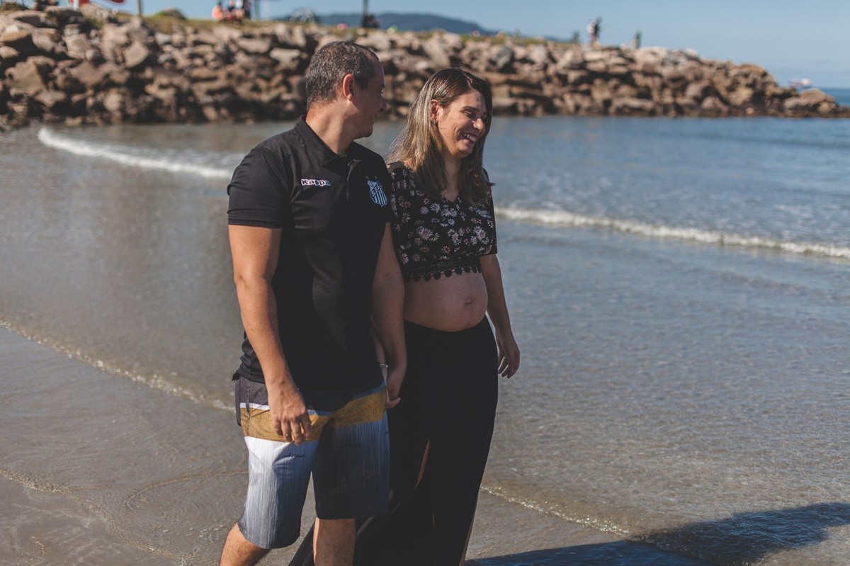 ensaio de gestante na praia