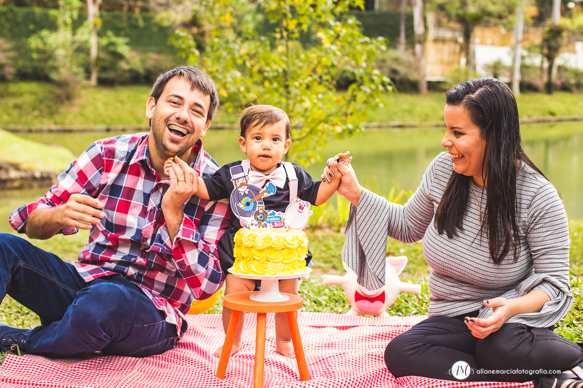 smash the cake com familia