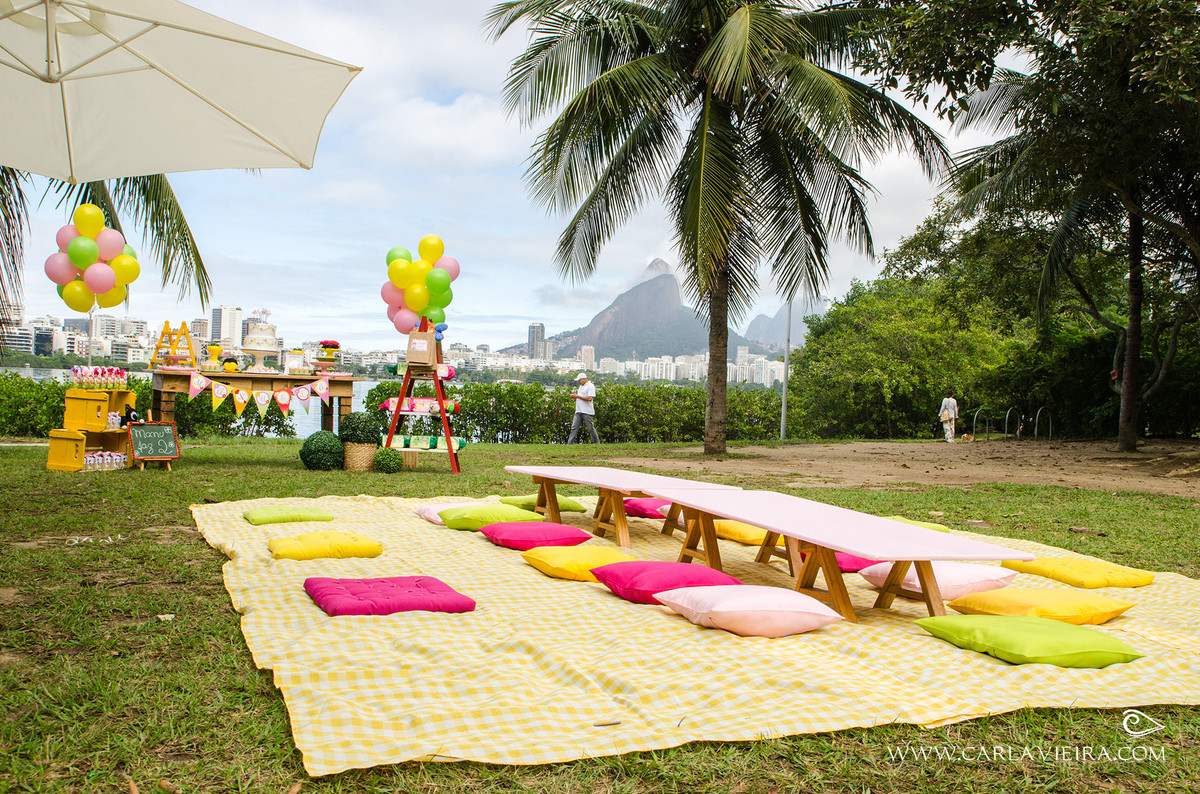 Festa Infantil; aniversário; festa ao ar livre; aniversário ao ar livre; piquenique; festa na Lagoa; Lagoa; piquenique na Lagoa; Pano pra Manga
