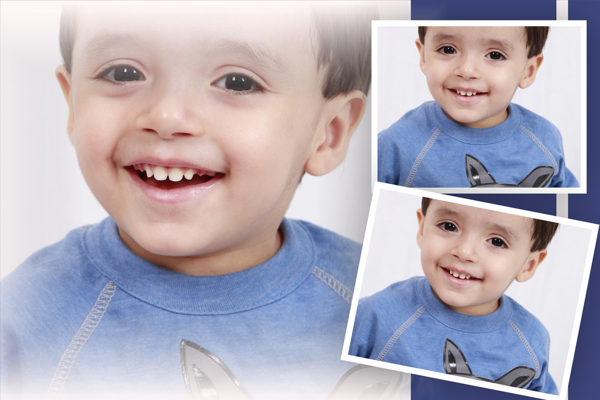 com uma tonalidade azul este mosaico de fotos o ensaio fotografico foi so alegria e muita bagunca. venha conhecer o trabalho de ensaio no estudio do nico fotografo.