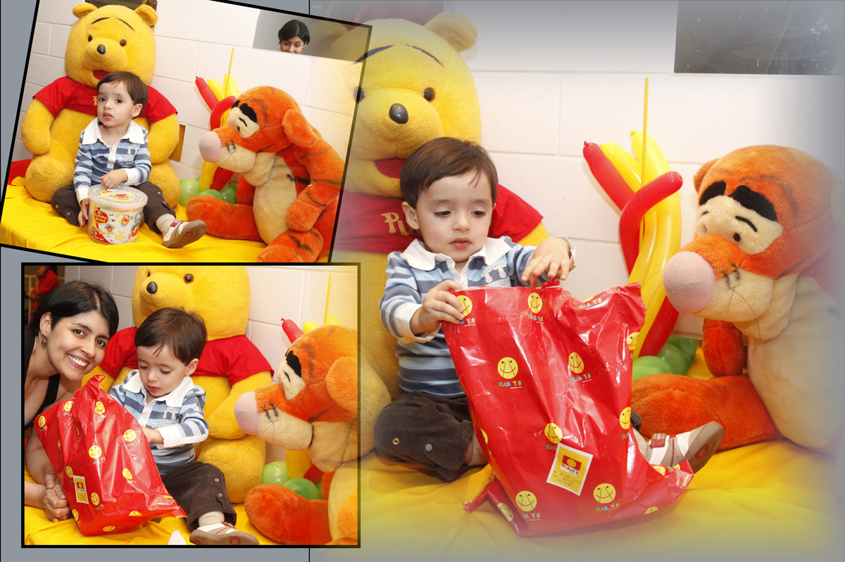 quanto presente o aniversariante ganhou em seu aniversario. com personagens de tigrao e ursinho puff, nico registrou cada momento da festa infantil. o estudio fotografico realizada ensaio fotograficos, aniversario, festa infantil, festa, gestante, book, s