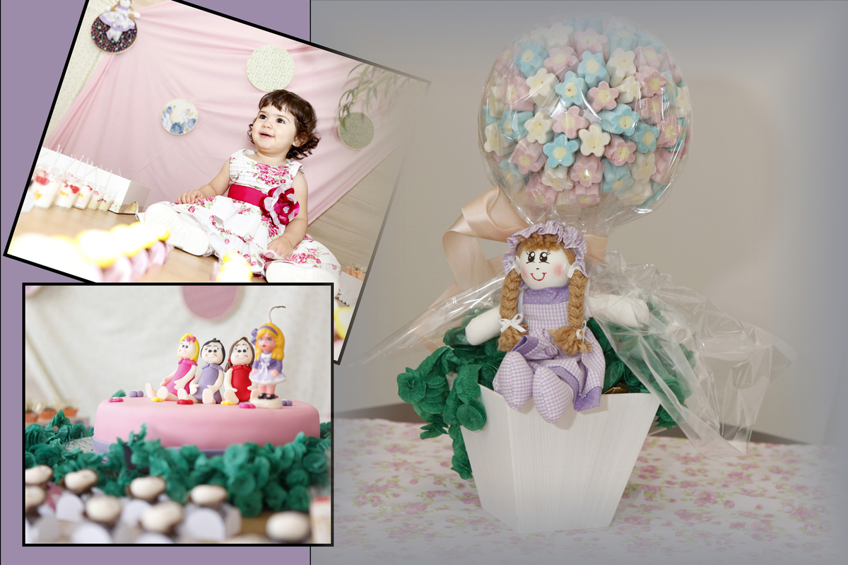 a crianca parece uma boneca em cima da mesa junto com essa decoracao linda. nico studio fotografico registrou todos os momentos. passe no estudio do fotografo que esta localizado no sudoeste.