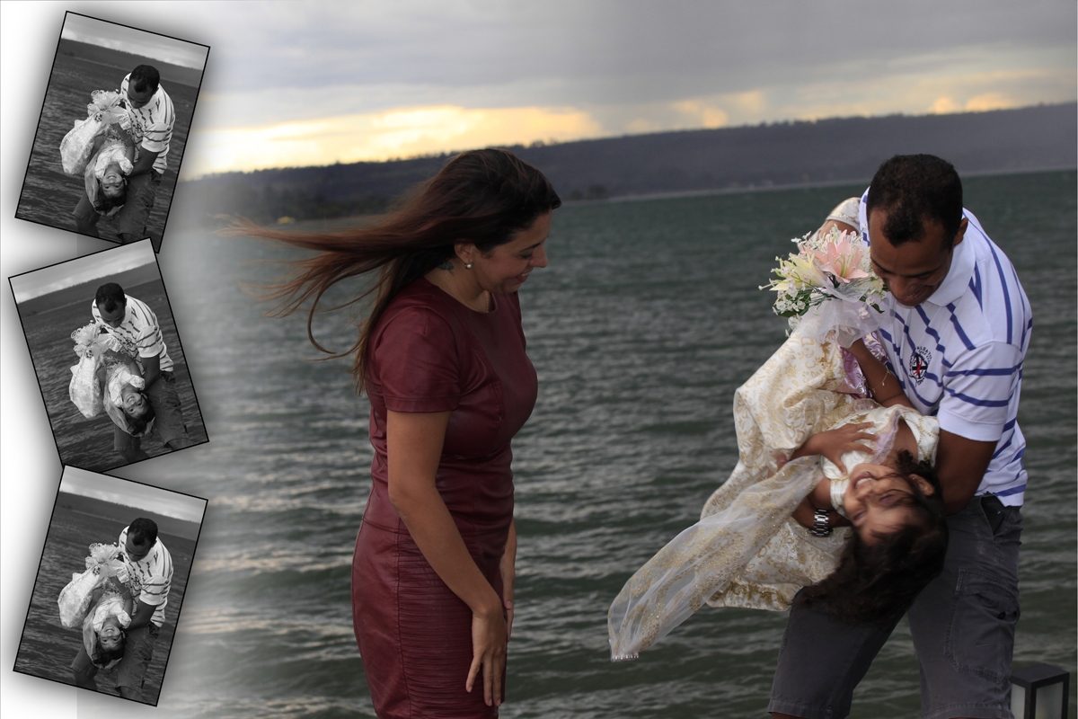 papai e mamae curtindo a filhota em mais um clic fotografico realizado na beira do lago e registrado pelo fotografo nico que possui um estudio fotografico em brasilia.