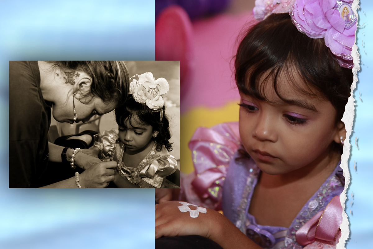 olhem a concentracao dessa menina em uma pintura na mao.