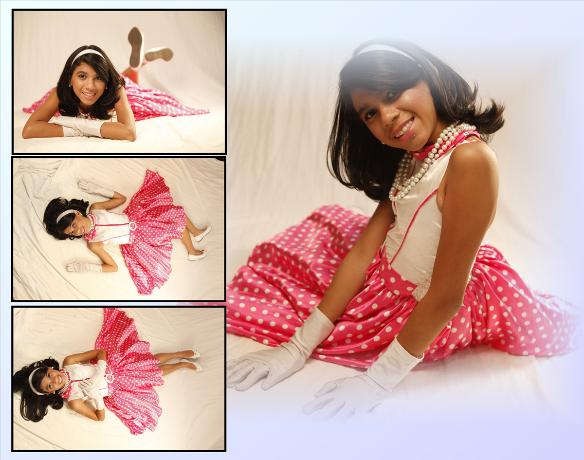 cada pose, cada olhar e cada sorriso esta modelo usando um vestido lindo de cores branco e rosa, com bolinhas e alguns acessorios, nico nao perdeu tempo em fotografar a top model.