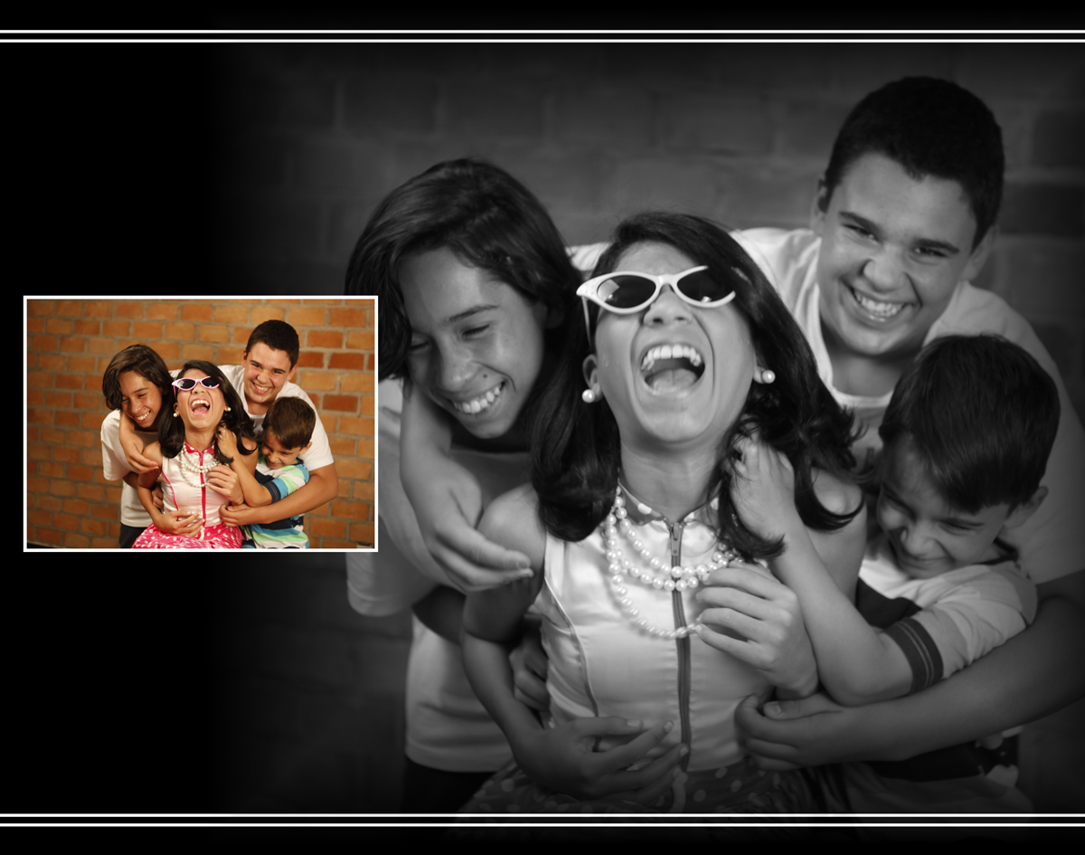 pode ser preto e branco ou colorido, nao importa quando se ve um sorriso desses ao lado de seus primos, momento unico que foi captado pelo nico fotografo