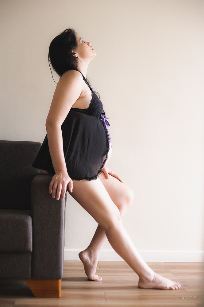 lingerie preta gestante