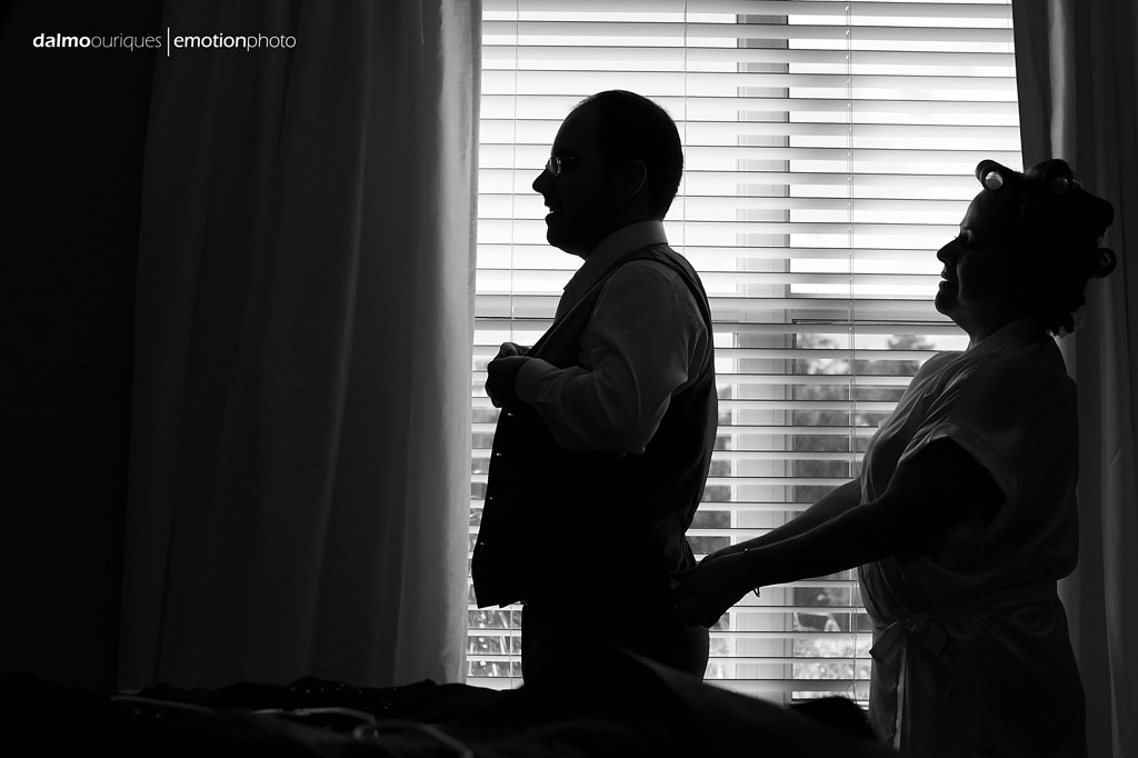 foto do making of do noivo, num contraluz