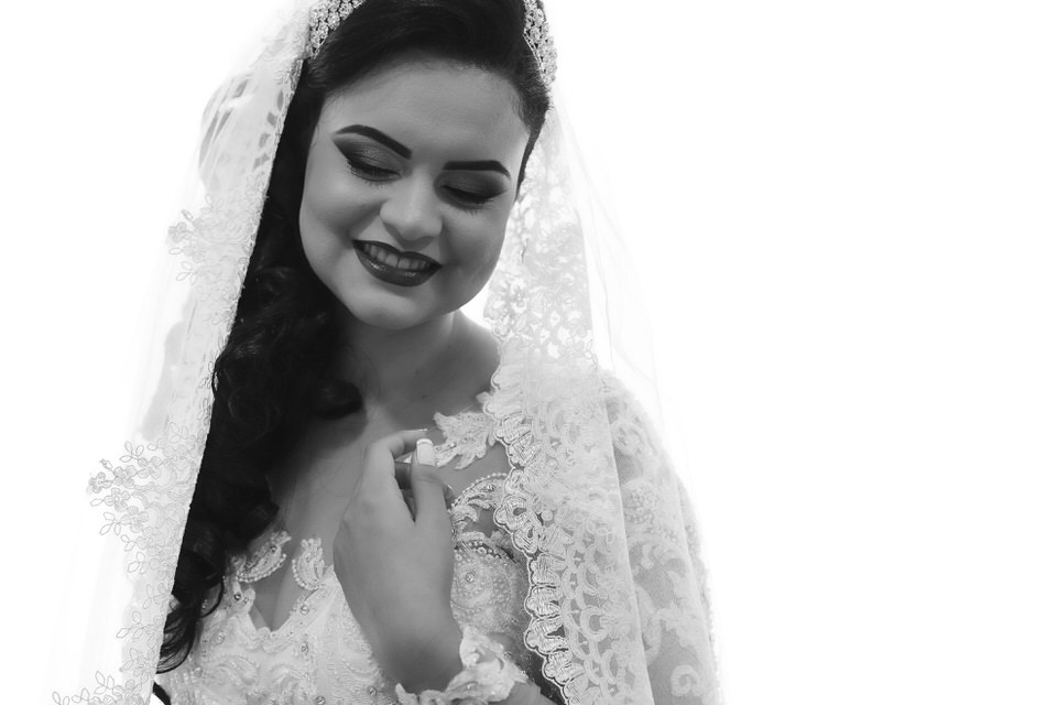 Retrato da noiva Aline antes do casamento