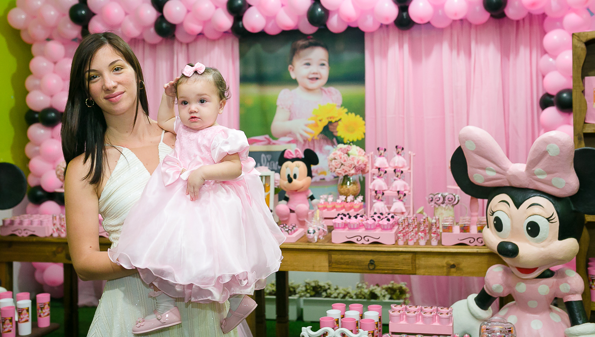 festa infantil minnie rosa e preto