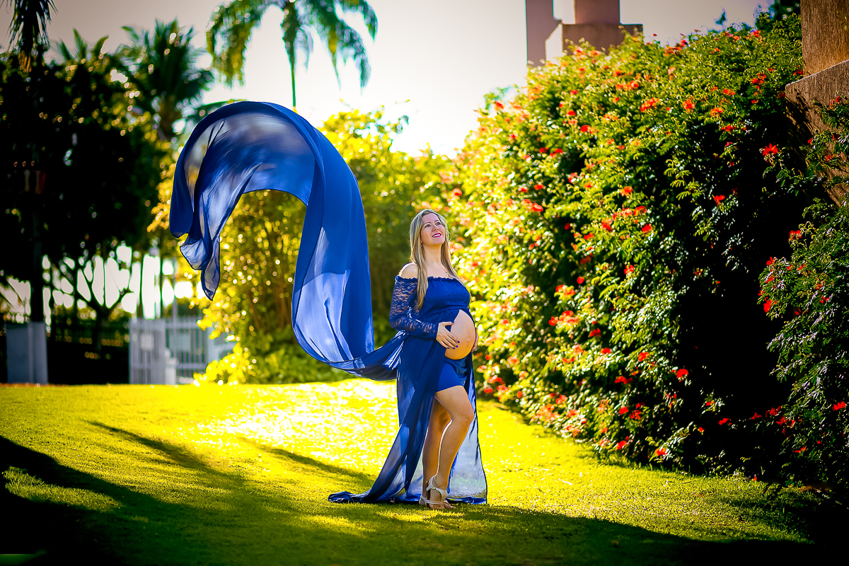 Ensaio Gestante vestido azul