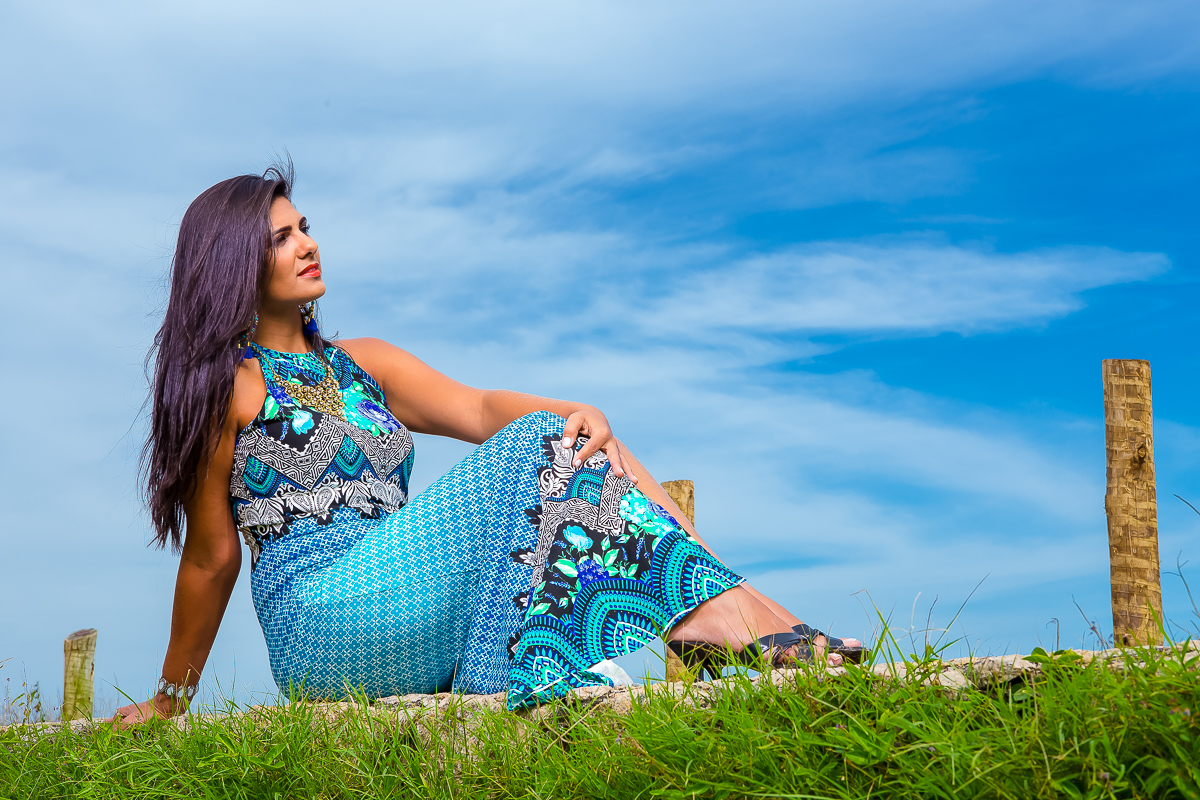 Vestido Longo pose perfeita em Grumari