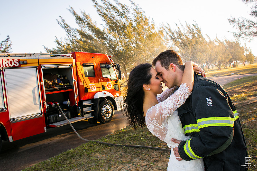 ensaio noivos bombeiros