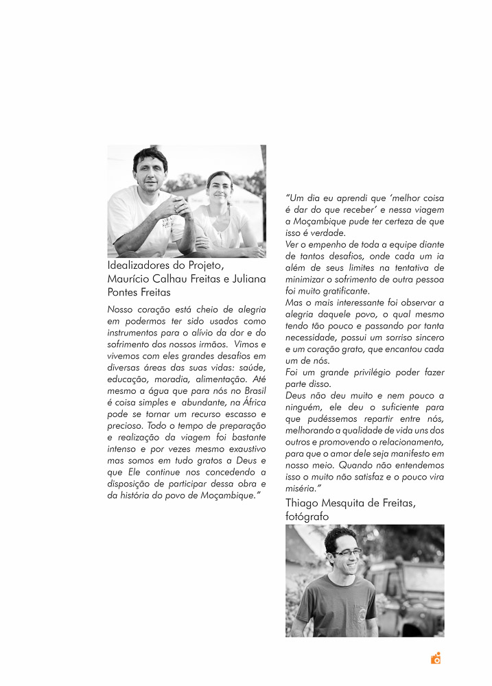livro e projeto ong missão áfrica 2012 - depoimentos