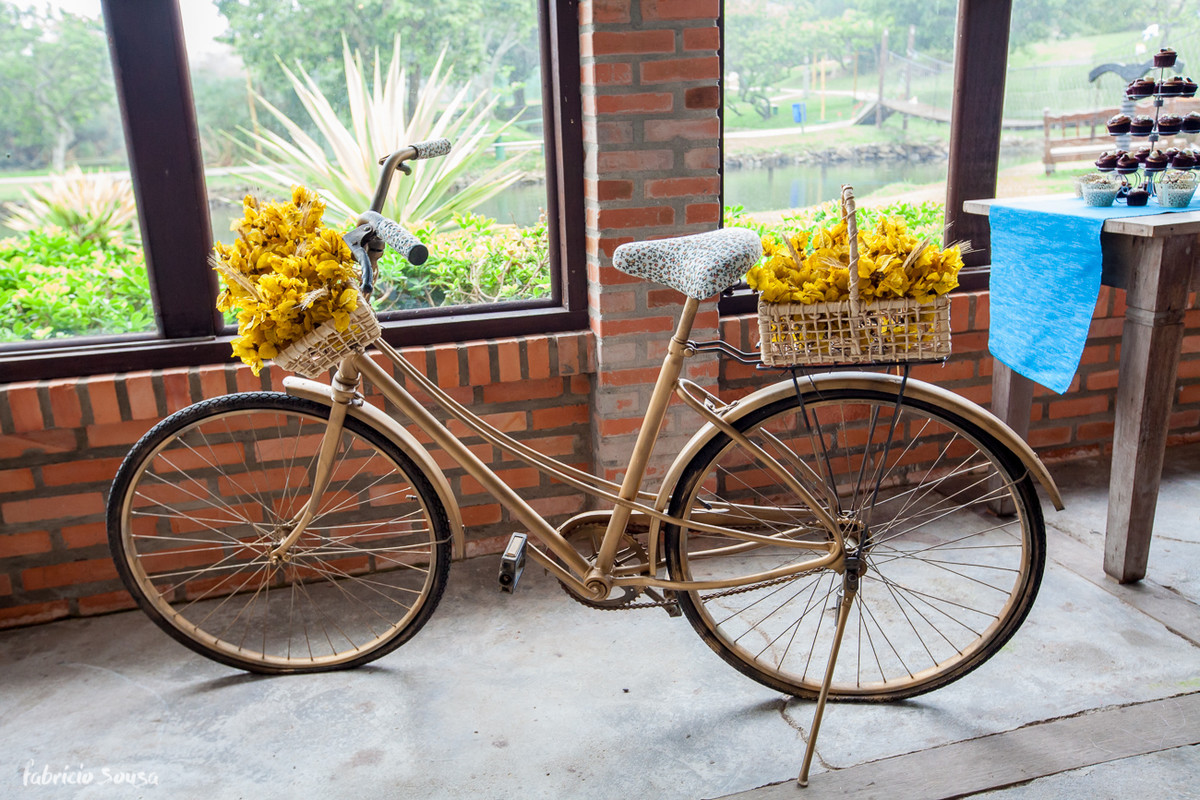 detalhe da bicicleta com flores na decoração vintage de casamento da Antique et Romantique