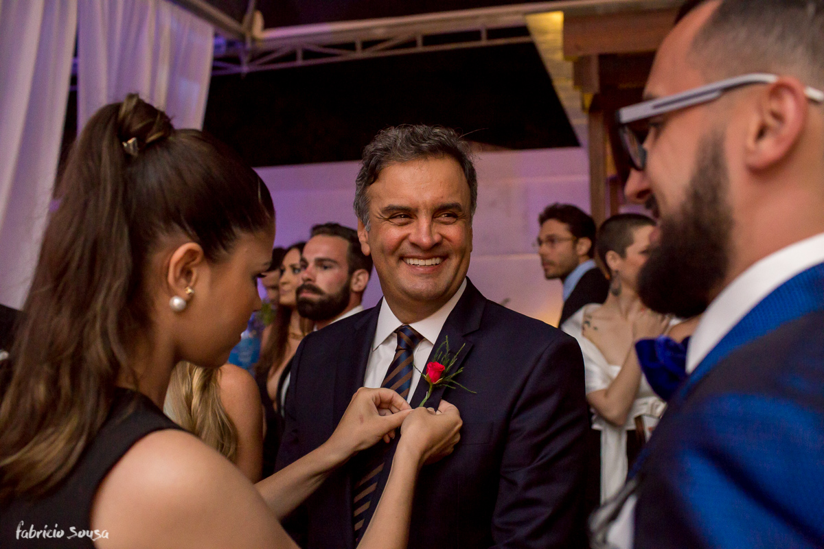 o padrinho ilustre Aécio Neves no casamento de Alice Matos e Giulliano Puga donos da La Bella Mafia, grife de roupas fitness