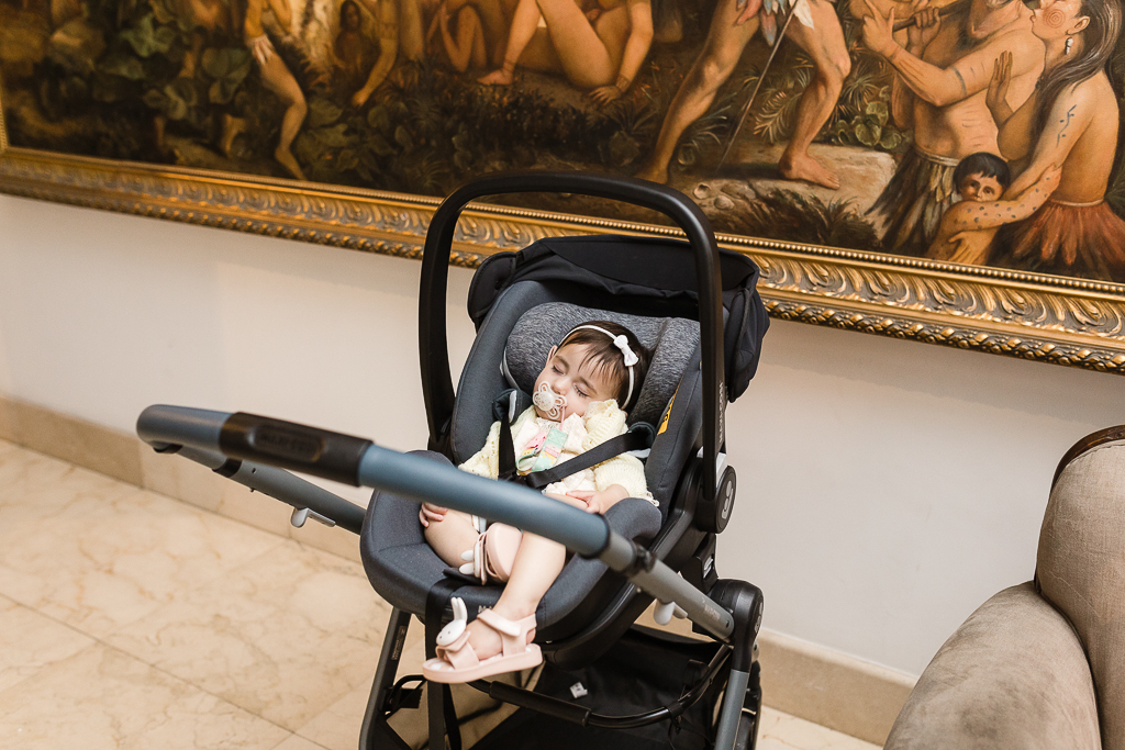 bebe dormindo no carrinho