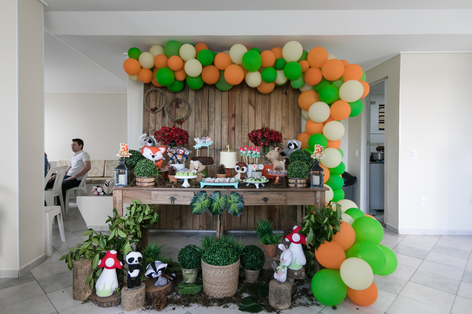festa animais do bosque mesa decorada
