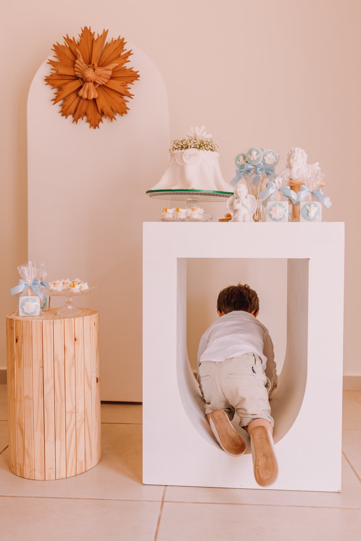 decoração de batismo / batizado em ribeirão preto feito em casa de menino