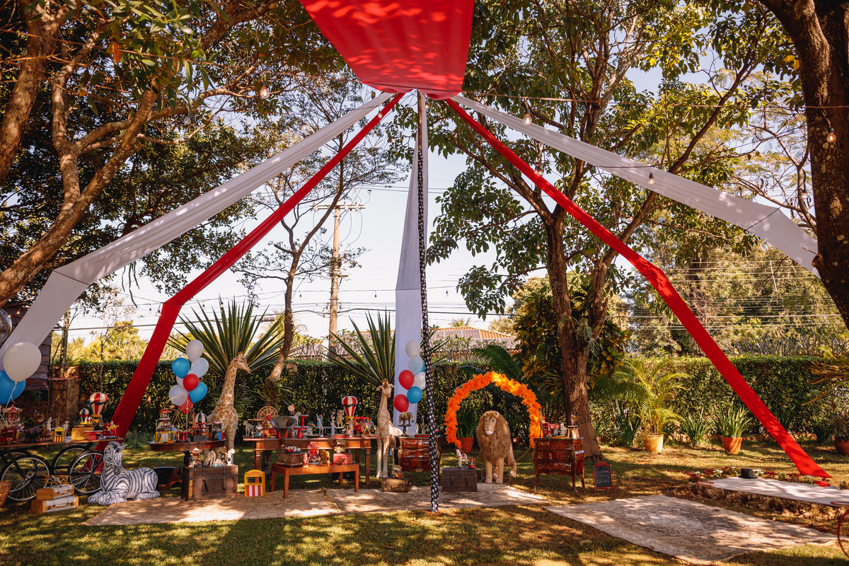 festa tema circo decoração linda com fantasia e mágico