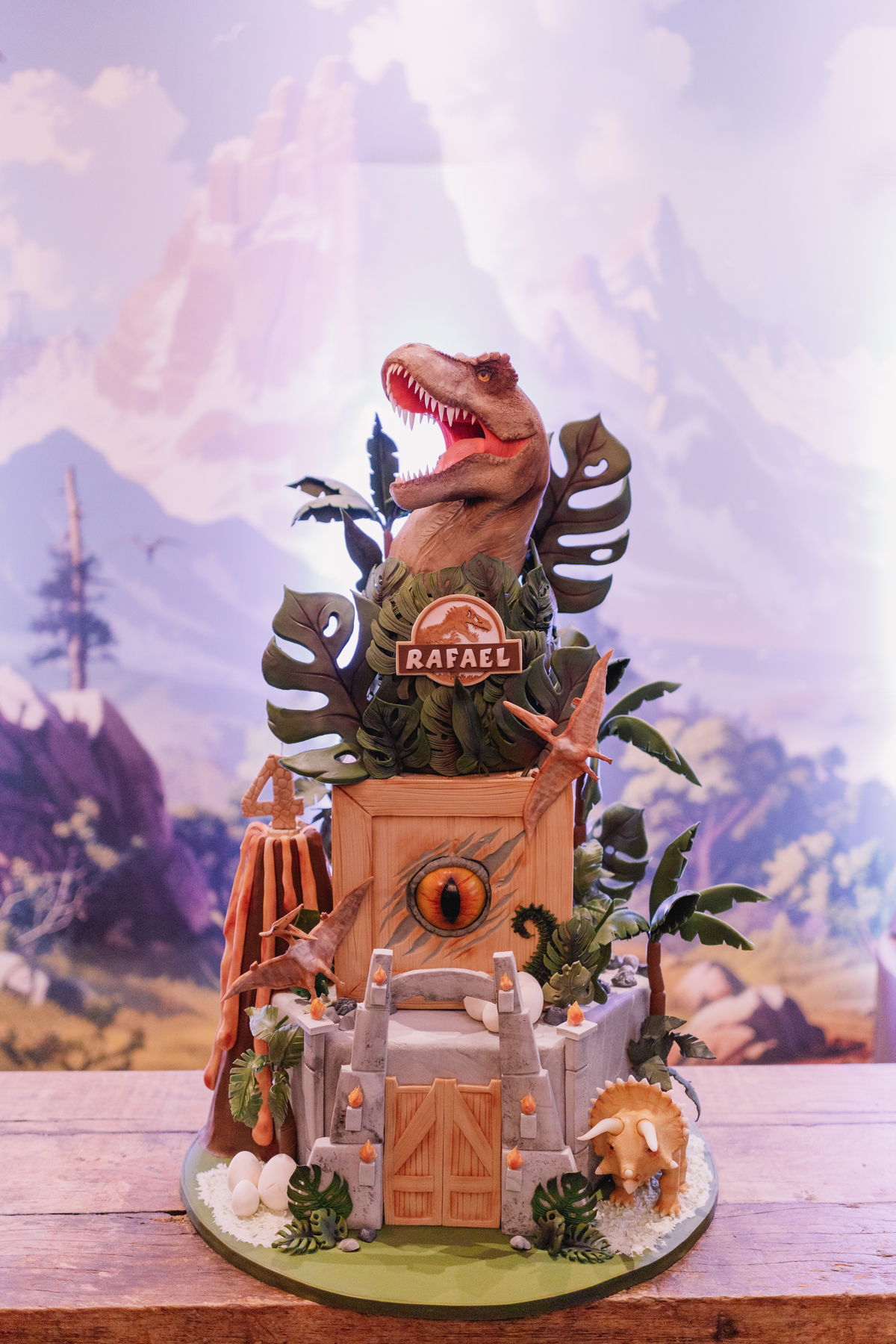 aniversario espaço carambola tema dinossauros pipoca doce decoração