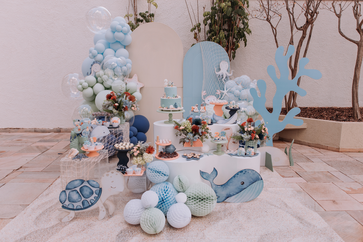 festa de gêmeos decoração fundo do mar área de laser ribeirao preto 