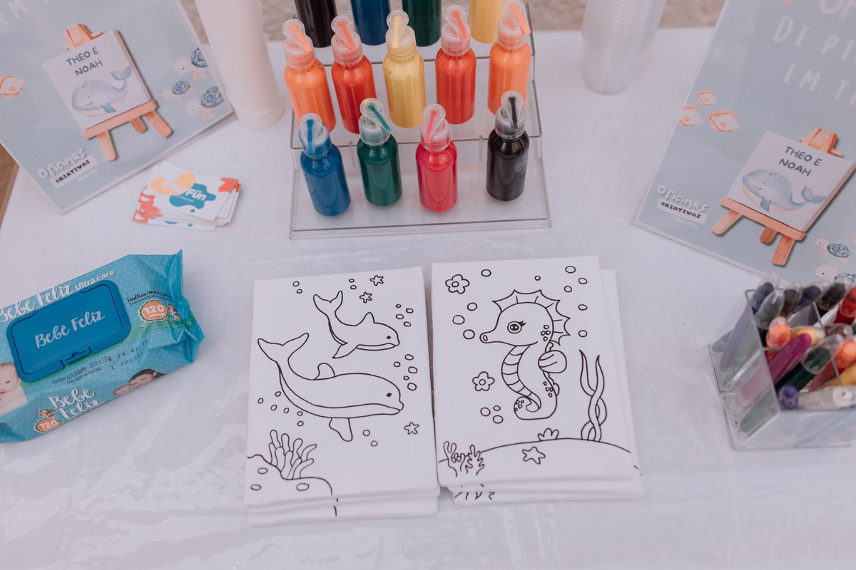 festa de gêmeos decoração fundo do mar área de laser ribeirao preto 