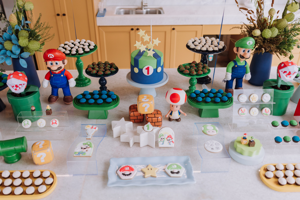 decoração festa mario e luigi