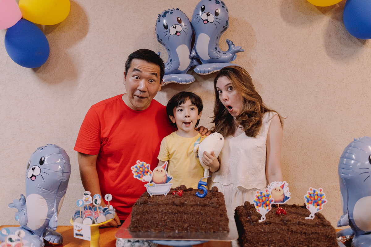 decoração de aniversário montessoriano com o tema foca