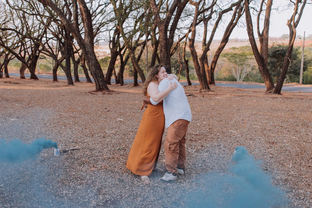 ensaio chá revelação de bebê externo intimo com fumaça