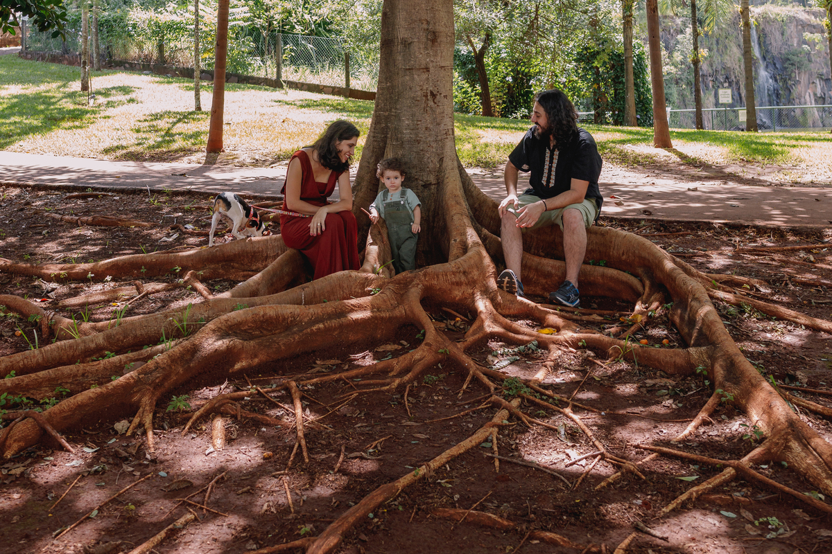 sessão de famili acompanhameto de bebe com sessão externa no parque