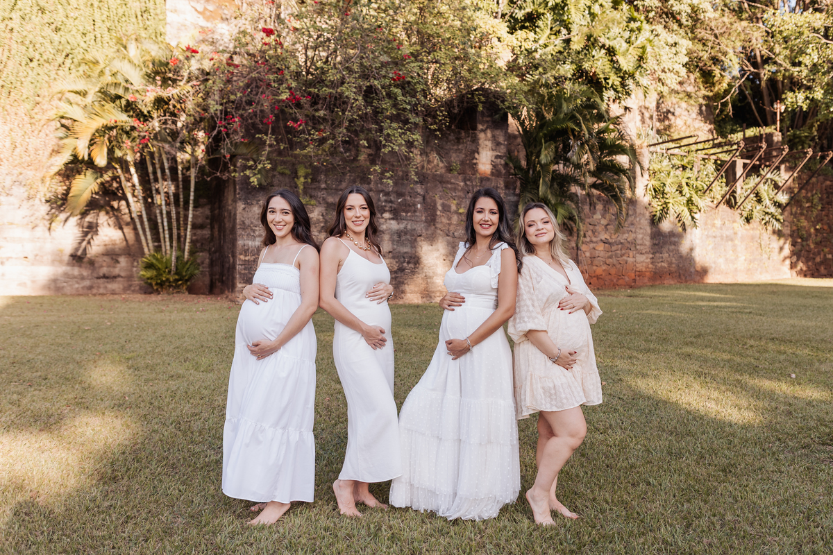 ensaio externo gestante gravida amigas espaço bella cita ribeirao preto por do sol