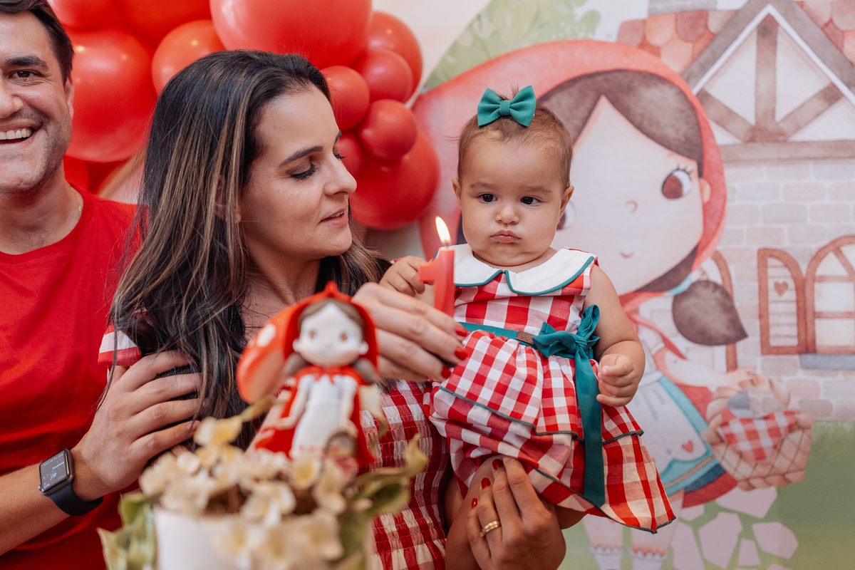 decoração festa de 1 aninho tema chapeuzinho vermelho menina