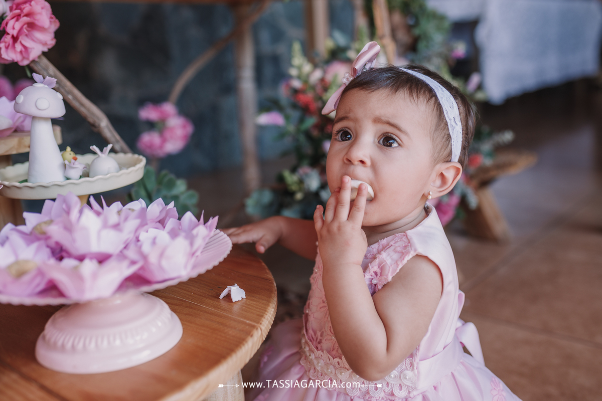 aniversario de 1 ano tema jardim encantado em casa decoração com flores naturais carol garavelo tassia garcia fotografia