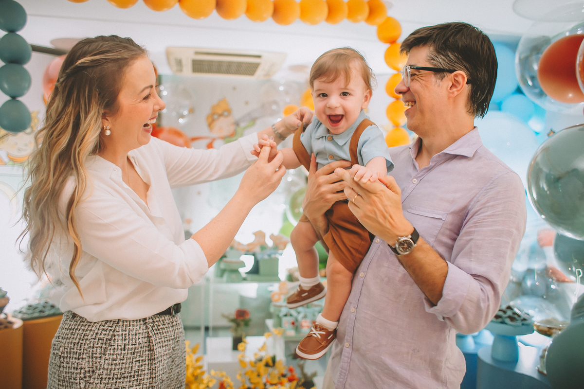 Ensaio fotográfico com os pais na festa do Otávio de 1 ano com o tema O Pequeno Príncipe