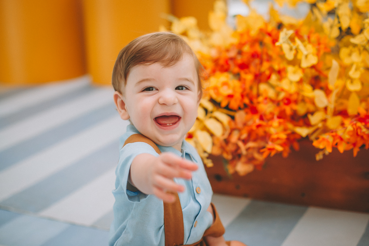 Otávio comemorando seu aniversário de 1 ano com tema Pequeno Príncipe em Florianópolis.