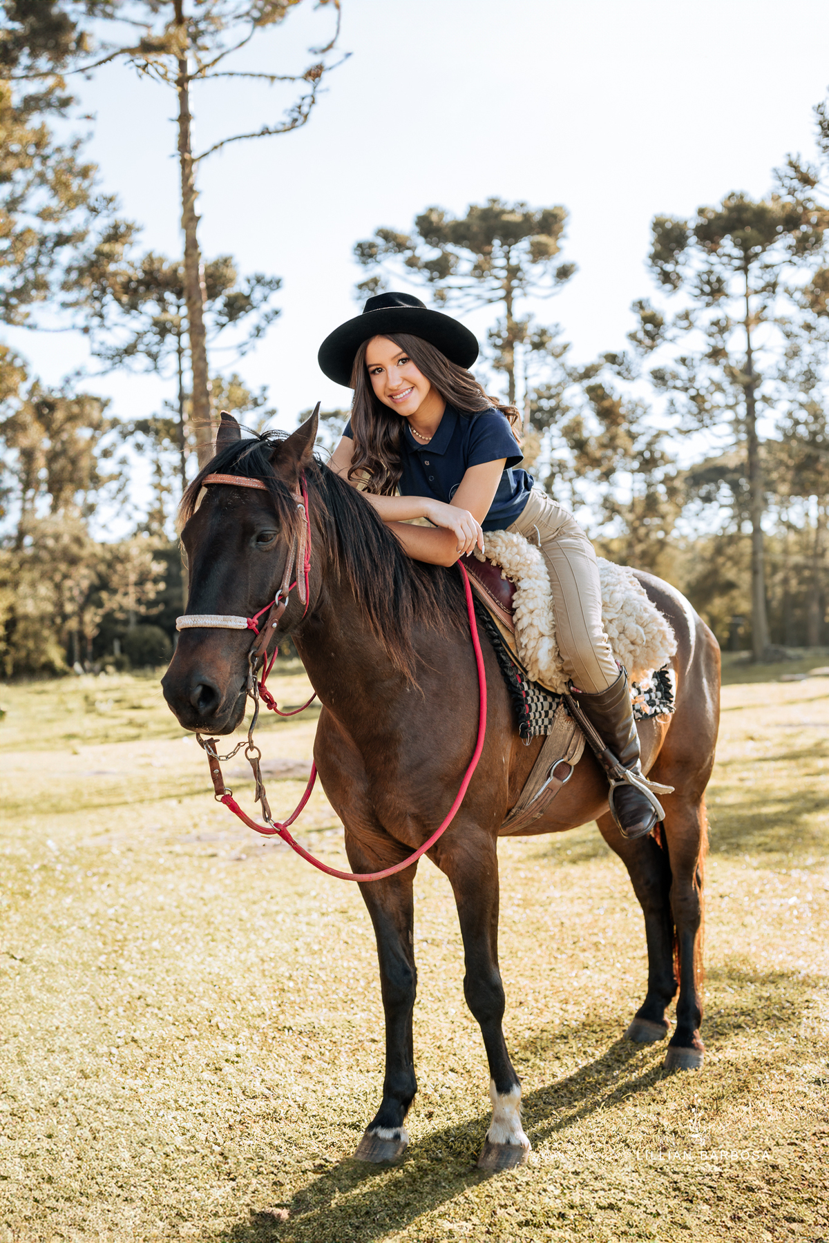 ensaio-de-quinze-anos-Serra-do-rio-do-rastro-vestido azu-e-cavalo-na-estrada--fotografa-de-lauro-muller-santa-catarina