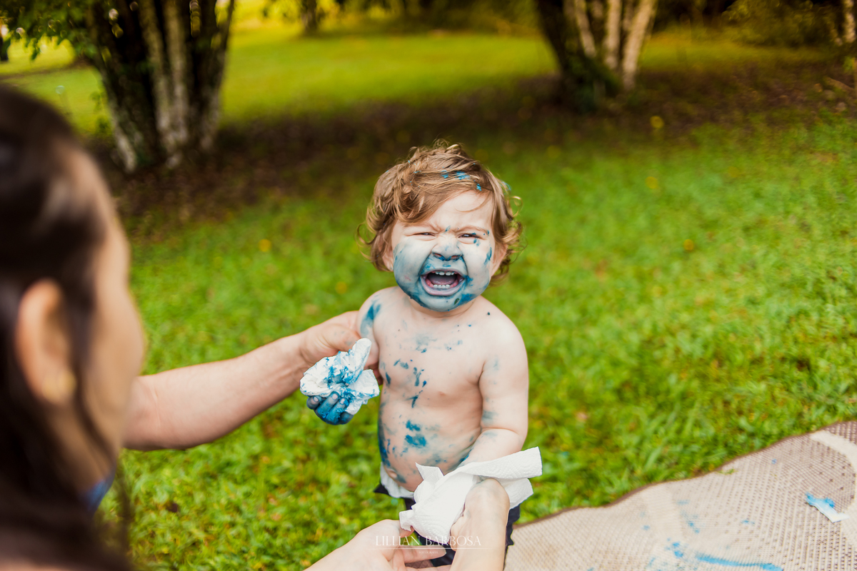 ensaio externo  infantil de menino de 1 ano em um jardim, jardim do castelo de lauro muller smash the cake