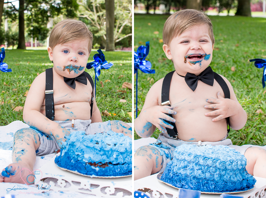 Ensaio Smash The Cake Miguel, fotografia Luciana Vidal em São Paulo, acho que o Miguel adorou o ensaio e o bolo.