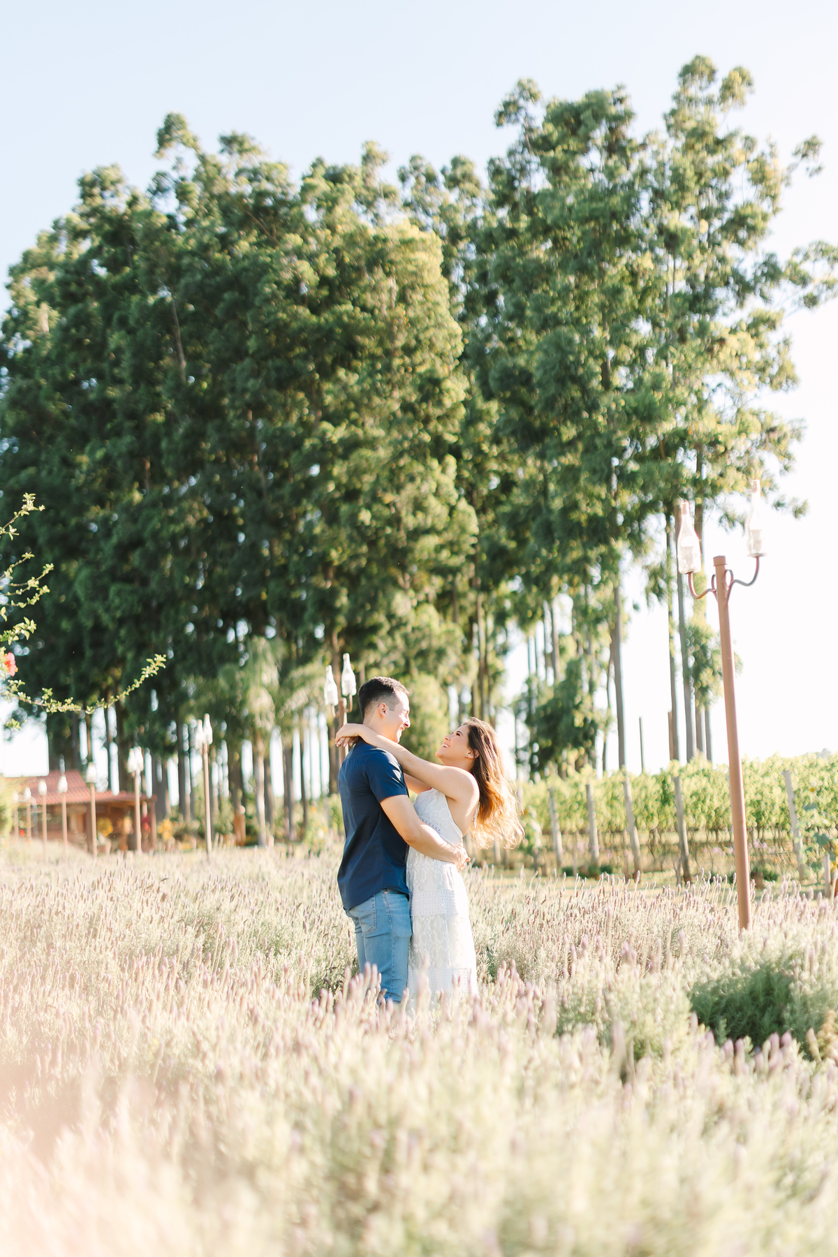 Ensaio de casal na Vinícola Casa Vitor, próximo a Brasília. Fotos da Marcella e do Henrique entre vinhedos, com luz natural e clima romântico. Fotografia de casal com estilo autoral, leve e espontâneo, em cenário elegante e diferente do tradicional.