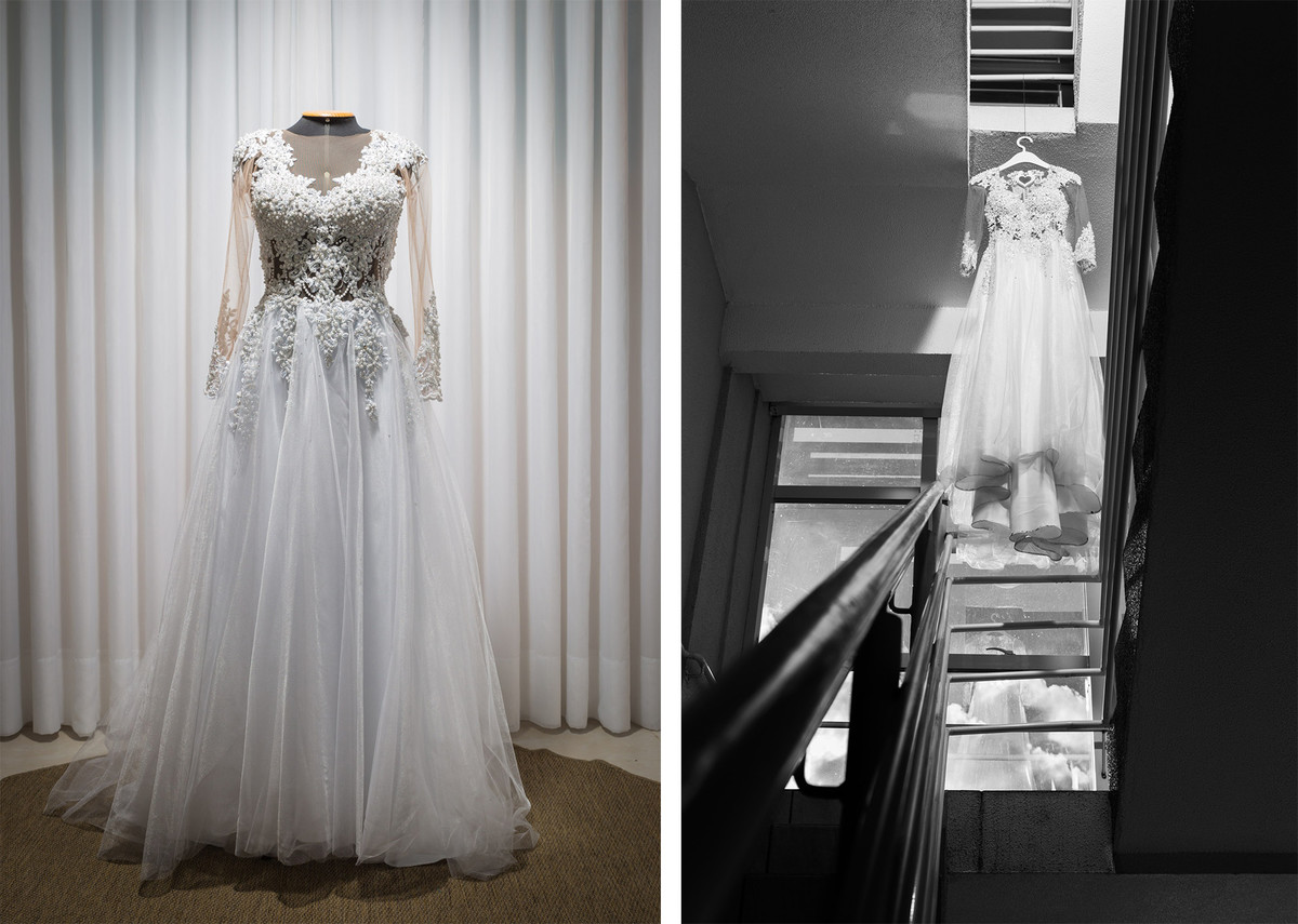 O Vestido da noiva. Casamento Tamires e Cleber em Petrolândia. Fotografia de Eduardo Pasqualini, fotógrafo de casamentos e ensaios em Rio do Sul, Santa Catarina.