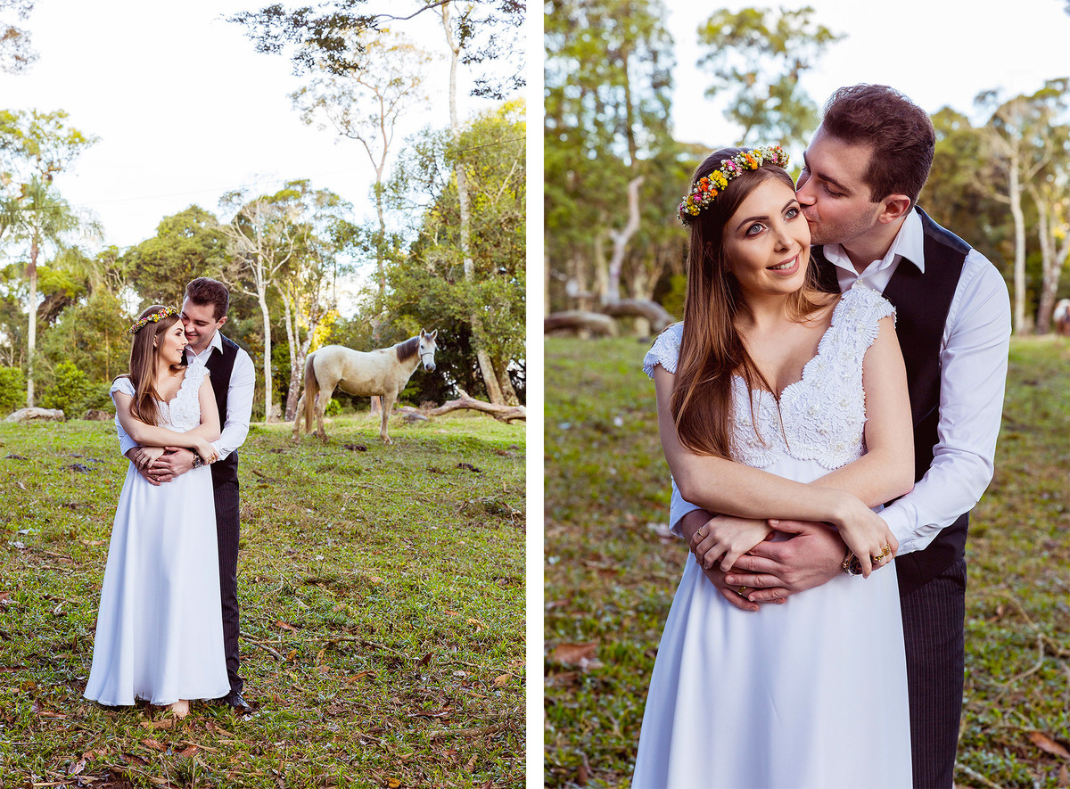 Cavalo Pre-Wedding Vinícius e Caroline Presidente Nereu Sitio Colina. Fotografia de Eduardo Pasqualini Fotógrafo profissional de ensaio e casamento em Rio do Sul, Santa Catarina, Brasil.