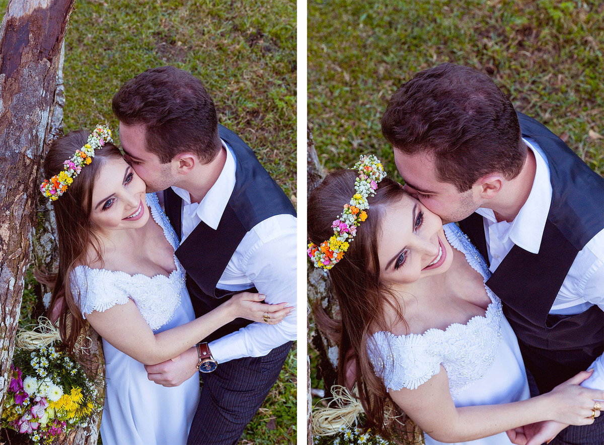 Historinha no ouvido Pre-Wedding Vinícius e Caroline Presidente Nereu Sitio Colina. Fotografia de Eduardo Pasqualini Fotógrafo profissional de ensaio e casamento em Rio do Sul, Santa Catarina, Brasil.