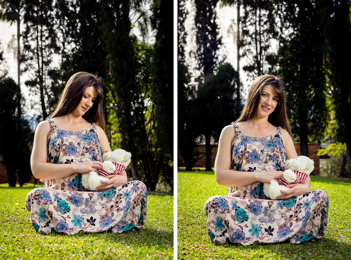 Ursinho de pelúcia. Ensaio gestante, gestação Eliane e Rojânio. Fotografia de Eduardo Pasqualini Fotógrafo em Rio do Sul, Santa Catarina, Brasil.